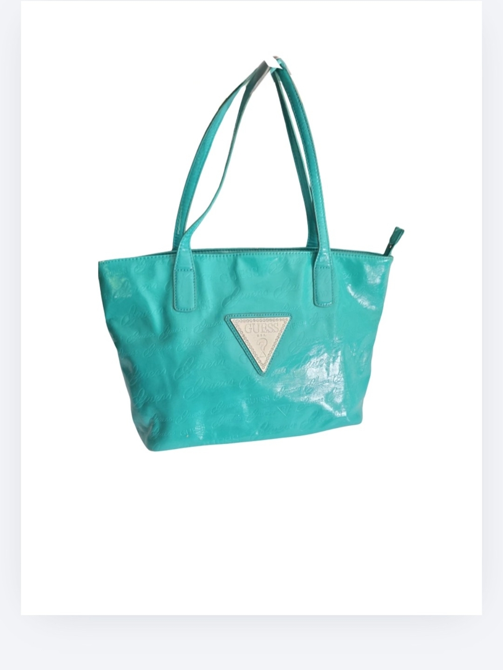 Guess Vintage Teal Green Shoulder Bag Silver Buckle Guess Logo Lining Y2K
